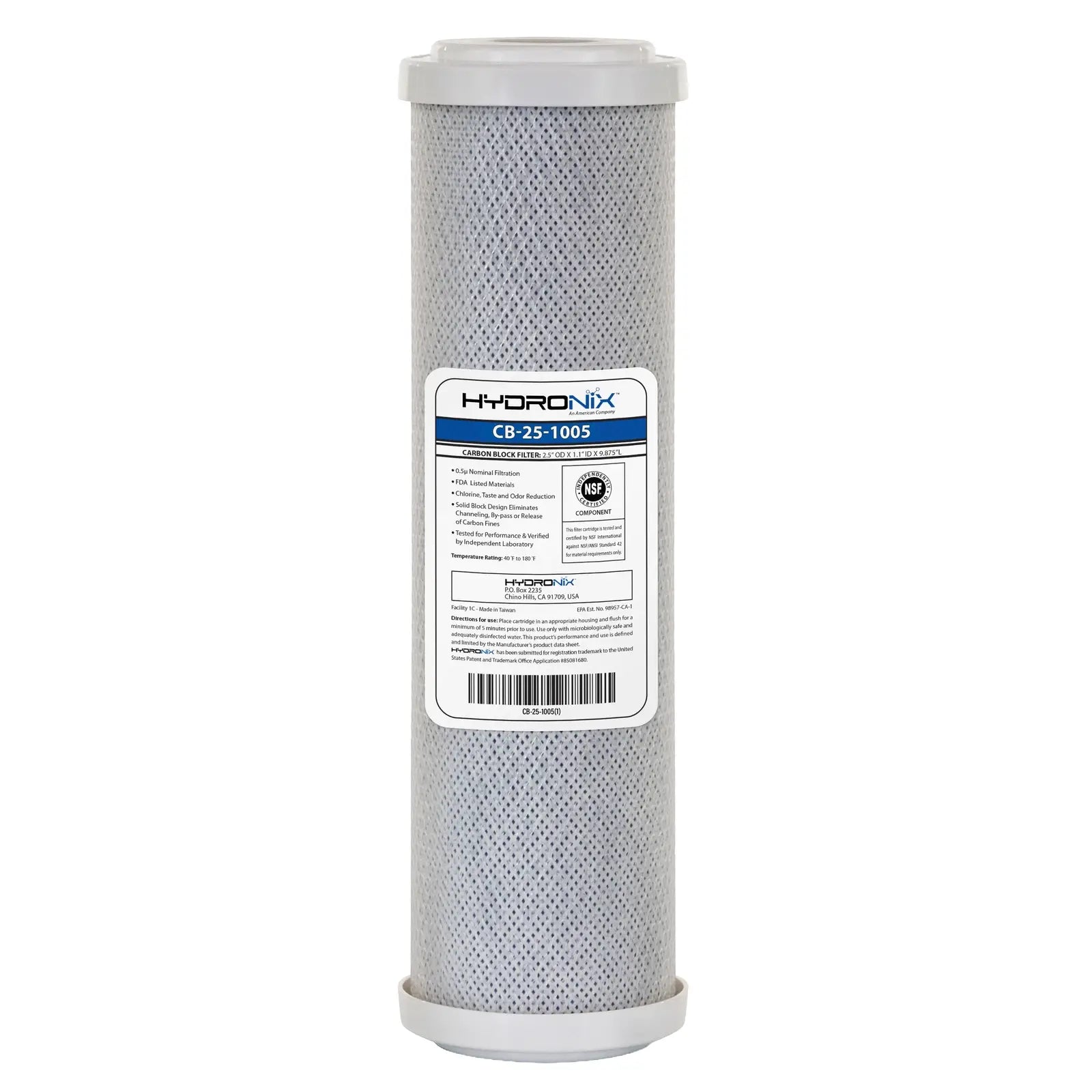 Hydronix Carbon Block Filter - 10 Inch Zindows Pure Water Solutions