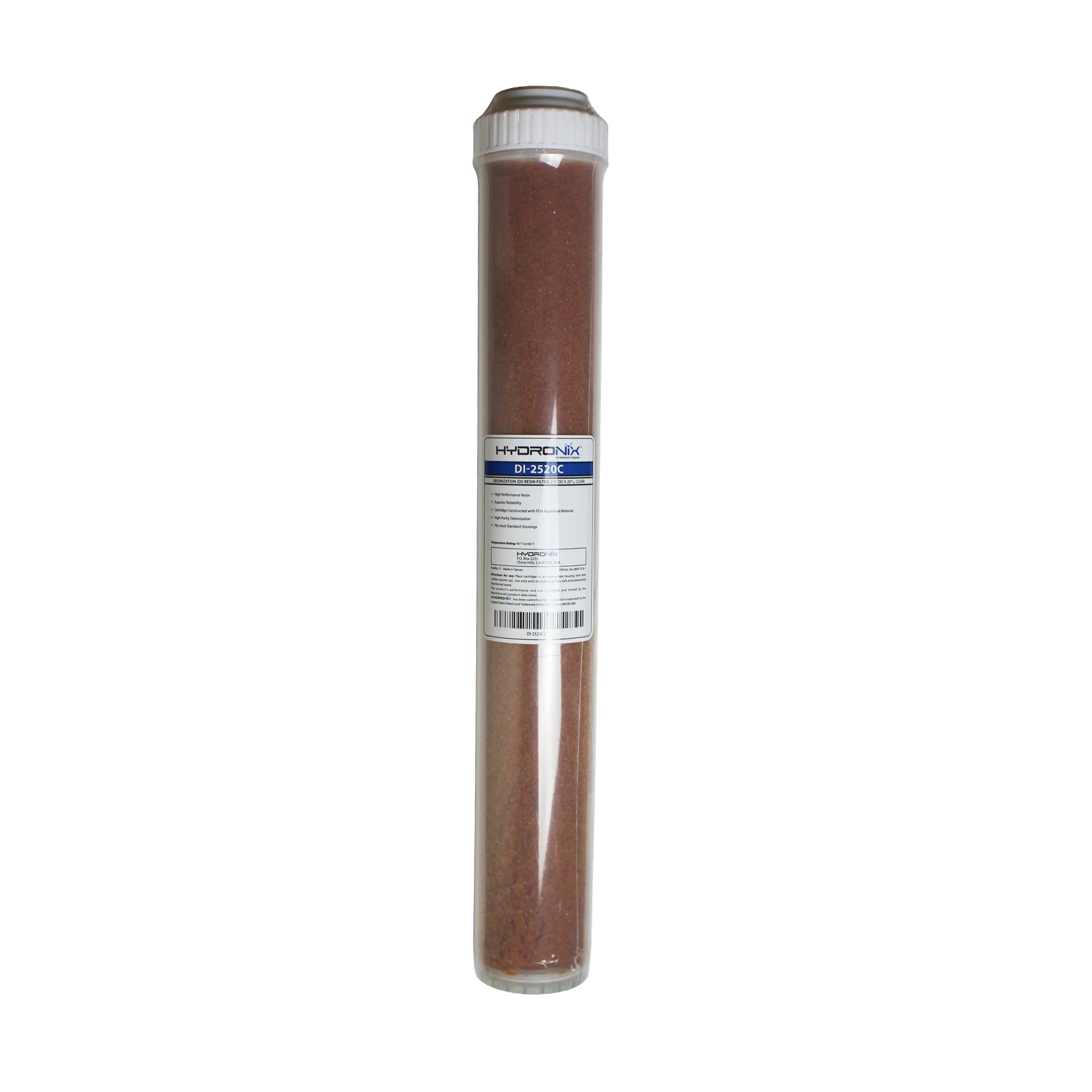 Hydronix Filled DI Resin Filter - 2.5 x 20 Inch Zindows Pure Water Solutions